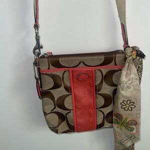 Coach Legacy Tan & Coral Purse